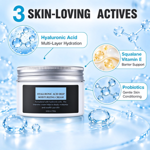 Crema Facial con Ácido Hialurónico Compuesto, Escualano y Extracto de Probióticos para Equilibrar el Microambiente de la Piel, para Uso Estacional - Product Image 3