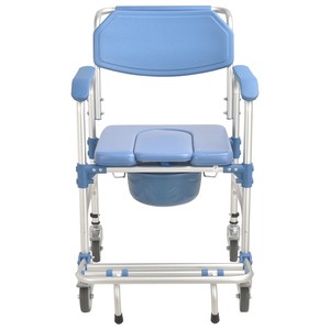 <span class=keywords><strong>Silla</strong></span> <span class=keywords><strong>de</strong></span> <span class=keywords><strong>baño</strong></span> plegable <span class=keywords><strong>de</strong></span> cuatro <span class=keywords><strong>ruedas</strong></span> con pedal antivuelco - Product Image 2