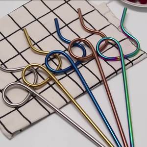 Paille en silicone de couleur créative 304 acier inoxydable boisson bulle eau café barre incurvée en gros - Product Image 2