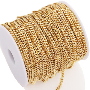 Cadena Cubana de Acero Inoxidable Chapada en Oro para la Fabricación de Collares, Accesorios de Joyería H1443 - Product Image 5