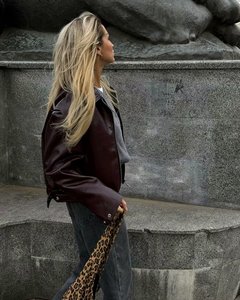 Chaqueta Vintage para <span class=keywords><strong>Mujer</strong></span>, Manga <span class=keywords><strong>Larga</strong></span>, con Cierre, Chaqueta Corta de Cuero Sintético para Otoño e Invierno, Chaqueta Casual con Solapa - Product Image 4