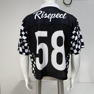 Retro American Football Jersey with <b>POLO</b> Collar Breathable Quick Dry Mesh Loose Fit Design Perfect for Trendy Outfits - Product Image 3