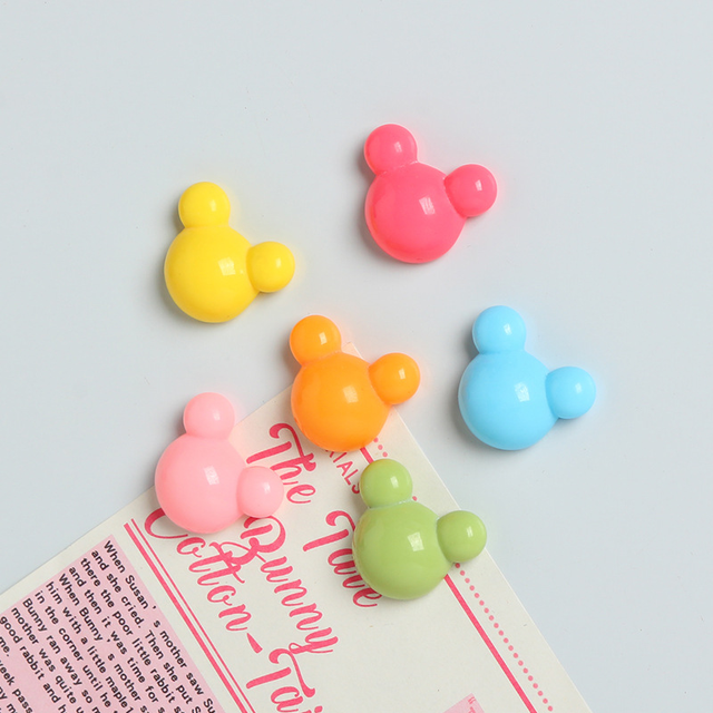 Colorful Resin Glossy Mickey Head Magnetic Fridge Magnet Decorative Refrigerator Sticker Creative Home Accessory