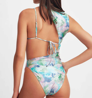 Maillot de bain une pièce asymétrique tendance pour femme, couvrant, brillant, écologique, vente en gros sur mesure