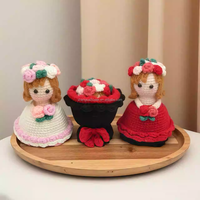 Bouquet de mariée fini en crochet, pendentif poupée fille tricotée à la main, coffret cadeau Saint-Valentin - Stock US