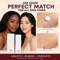 Fond de Teint Liquide Adaptatif SPF50 Contrôle du Sébum, Imperméable et Changeant de Couleur, Longue Tenue, pour Peaux Foncées, Marque Privée