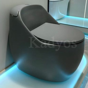WC monobloc en céramique de haute qualité KD-25CTA, couleur gris, émaillé, à double chasse, forme <span class=keywords><strong>escargot</strong></span>, pour salle de bain occidentale - Product Image 2