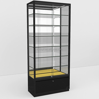 Vitrine d'exposition en verre trempé sur mesure avec cadre métallique et serrure pour centre commercial