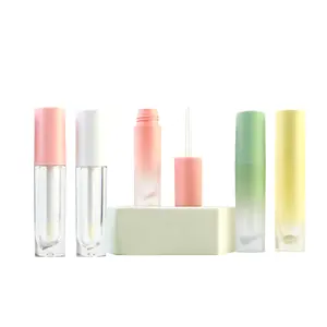 Empty Pen Shape Gradient Green Pink Yellow Clear 3ml Plastic Liquid Lipstick Lip Gloss Glaze Tube