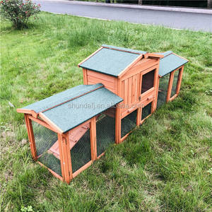 SDR003-D en bois lapin <span class=keywords><strong>clapier</strong></span> lapin Cage parc pour animaux de compagnie enceinte de maison avec boîtes de course double face - Product Image 5