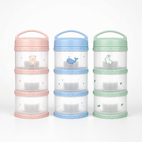 Nouvelle conception sans BPA, distributeur de lait infantile portable à 3 couches, conteneur de stockage de lait en poudre empilable avec poignée pour les voyages