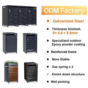 Outdoor Trash Can Enclosure <strong>Garden</strong> Furniture Outdoor Garbage Can Box UV-resistant Wheelie <strong>Bin</strong> <strong>Storage</strong> with Planter Roof - Product Image 3