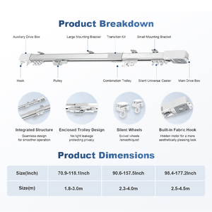 ARODDY 2.5-4.5m <strong>Curtains</strong> Rail and Rods Auto Automatic <strong>Motor</strong> Homekit <strong>Electric</strong> Mated <strong>Curtain</strong> System <strong>Curtain</strong> Rail - Product Image 5