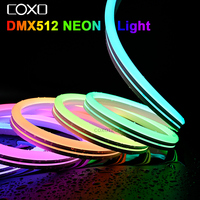 Éclairage LED néon DMX512 adressable par pixel, flexible en silicone, extrusion RGB, DC24V, étanche IP67, éclairage de façade de bâtiment
