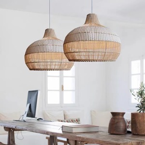 Rattan Chandelier Round Pendant <b>Light</b> Led Living Room <b>Dining</b> Room Modern Chinese Style Wabi Sabi Design - Product Image 5