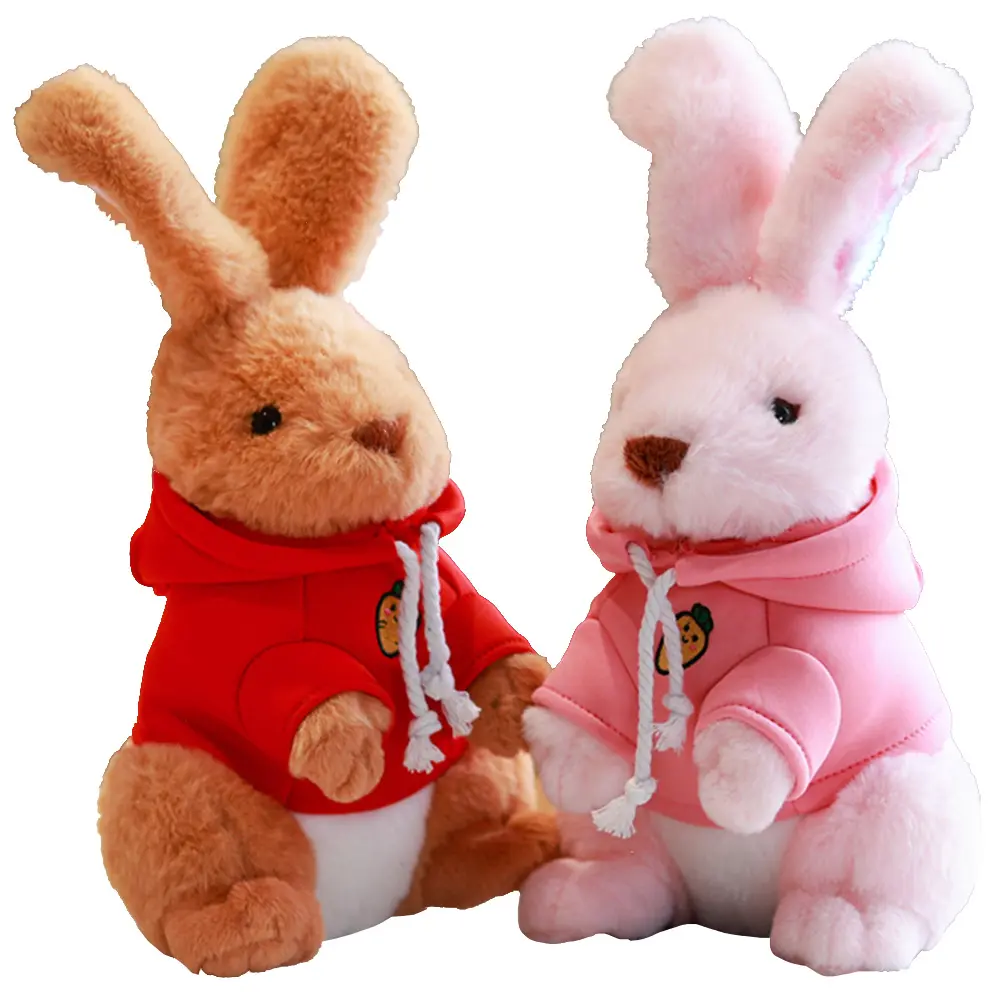 Bunny Soft Toy Long Ear Plush Pillow Chinese New Year Pink Rabbit Stuffed Animal Toy