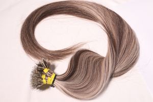 Nano ring extensions de cheveux raides blond cendré (mélange #8/60/613) couleur marron de qualité supérieure vente en gros - Product Image 2