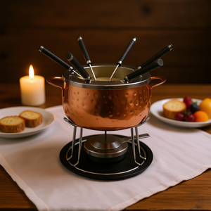 Ensemble de fondue MSER 11 pièces, pot en cuivre avec support et fourchettes pour fondue au fromage ou au chocolat - Product Image 3