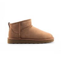Bottes de neige classiques pour femmes UGGs, dessus en cuir et peau de mouton, semelle extérieure en mousse EVA
