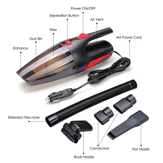 Car Vacuum Cleaner 120W 5000Pa DC 12 Volt Handheld Portable HEPA Washable Filter Handheld 5m Cord Car Vacuum Cleaner