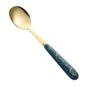 Marble Pattern Stainless Steel Spoon Set Long Handle Durable For Soup And Meals Daily Use - Product Image 3