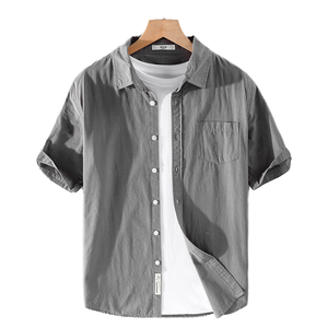 Camisa Casual de Lino Transpirable de Manga Corta con Cuello Mao y Bolsillos para Hombre al por Mayor - Colección Verano - Product Image 1
