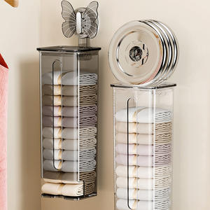 Household Plastic Underwear Stockings Wall-mounted Storage <b>Box</b> Punching Suction Cup Artifact for <b>Wardrobe</b> Clothing Organization - Product Image 4
