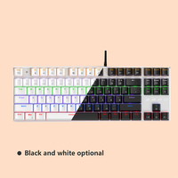 Clavier mécanique filaire pour jeux, interrupteur bleu rouge, 87 touches, anti-ghosting, rétroéclairage LED russe/américain, pour ordinateur portable gamer