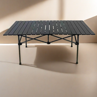 Table de salle à manger portable d'extérieur en acier au carbone moderne Highwin et ensemble de 6 chaises pour le camping, la salle de bain et l'école