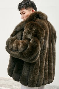 Высококачественные мужские шубы из черного лисьего меха класса люкс, роскошные и изысканные мужские шубы из лисы, меховые пальто из лисы и норки для мужчин в продаже - Product Image 6