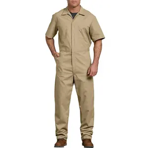 Grosir Coverall mekanik pria Jumpsuit kerja Coverall lengan pendek dengan saku