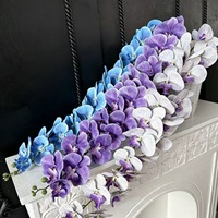 Orchidée Artificielle Effet Naturel 21 Têtes en Caoutchouc Souple Phalaenopsis, Fleur Artificielle à Tenir à la Main, Décoration Murale de Haute Qualité pour la Maison