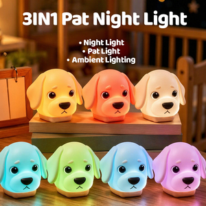 Veilleuse intelligente en silicone en forme de chien, rechargeable par USB, blanc chaud et coloré, luminosité réglable, cadeau créatif très prisé - Product Image 1