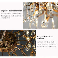 Grande suspension intérieure de luxe, noir et or, lampe suspendue à LED, décoration intérieure, style nordique moderne, lustre en cristal en forme de goutte d'eau
