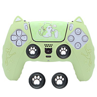 Coque en silicone avec décor oreilles de chat pour manette PS5, anti-poussière, anti-chute, avec adorables poignées en forme de patte