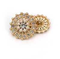 Kancing Logam Berbentuk Bunga Mewah Baru dengan Hiasan Rhinestone Ramah Lingkungan untuk Jahitan Tangan DIY Aksesoris Pakaian Kustom