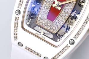 Montre en céramique automatique étanche de haute qualité avec cadre blanc et design à cœur rouge diamanté - Product Image 4