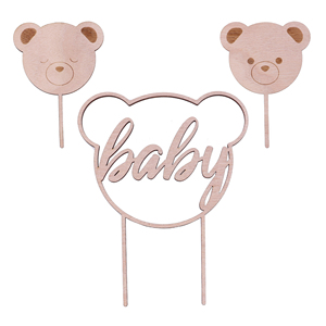 Decoración Infantil, Adorno de Madera con Forma de Oso para Pastel, Baby Shower, Cumpleaños, Revelación de Género, Artículos para Fiestas - Product Image 2