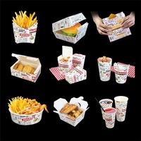 Boîte d'emballage en papier pour emporter, avec logo personnalisé, fabriquée en Chine, pour hot-dogs, hamburgers, poulet frit