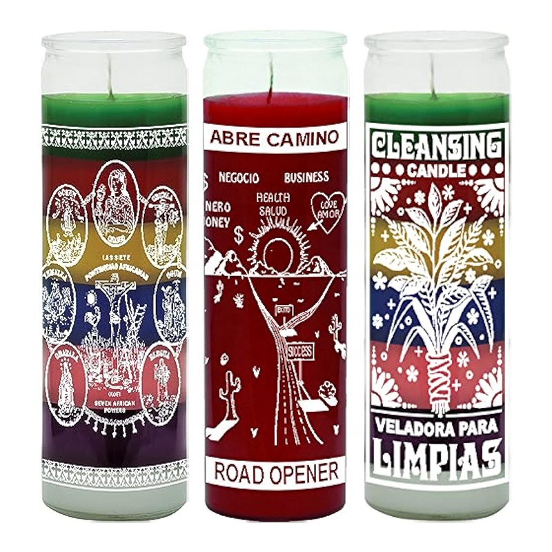 KLS Chakra candele Chakra non profumate 7 giorni preghiera votiva Yoga meditazione religiosa bianco vaso di vetro candela