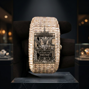 Montre de luxe Bauggete avec cadran en verre, boîtier en acier inoxydable, design ajouré, ornée de cristaux de diamant, accessoire de mode et de joaillerie - Product Image 2