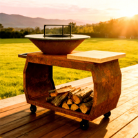 Barbecue au charbon de bois moderne en acier Corten avec revêtement en poudre pour camping en extérieur
