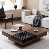 Table d'appoint carrée en bois d'écorce de noyer moderne du milieu du siècle cadre en bois massif européen pour bureau café boutique meubles de salon
