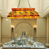 Magnifique lampe suspendue LED artisanale en verre teinté, design libellule à 6 lumières, lumière blanc chaud, pour salle à manger, hôtel, villa