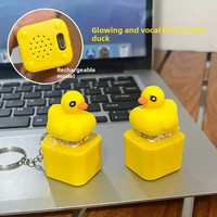 Porte-clés lumineux ABS en forme de canard/grenouille, jouet anti-stress sonore et lumineux 3-en-1 avec LED et effets sonores pour enfants