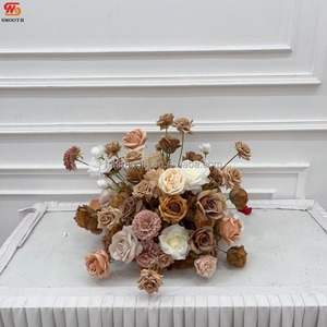 Arrangement floral artificiel de roses nude mélangées, lisses, diamètre 40 cm, centre de table pour mariage, banquet, fête, décoration d'événements - Product Image 3