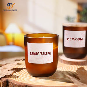 Nouveau design Vente <span class=keywords><strong>en</strong></span> gros Base robuste 150 Ml Bocaux à bougie <span class=keywords><strong>en</strong></span> ambre Bougeoirs et lanternes <span class=keywords><strong>en</strong></span> verre - Product Image 3