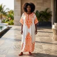 Nouvelle Robe Chic d'Été Grande Taille pour Femme, Kaftan Africain Boubou Maxi Bazin Ankara Imprimé Floral Ethnique pour les Vacances