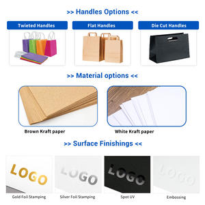 Sacs d'emballage à provisions écologiques personnalisés Sac en papier kraft d'art Emballage avec poignée pour vêtements chaussures - Product Image 2