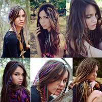 Plume bâton cheveux cravate couleur fibre synthétique rayure 13 couleur plume perruque couleur cheveux cravate cheveux plumes Kit d'extension 100 pièces